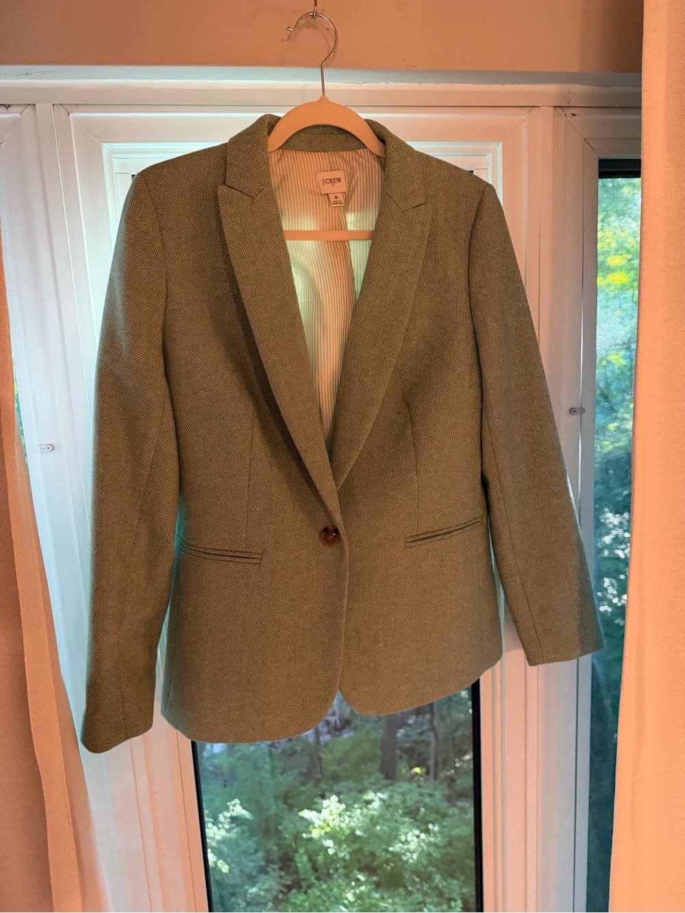 J. Crew Olive Green Single-Button Wool-Blend Blazer